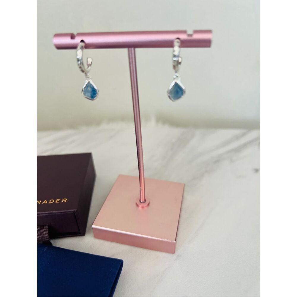 MONICA VINADER Silver Hoop Earrings with Blue Gem Drop - Picture 11 of 16